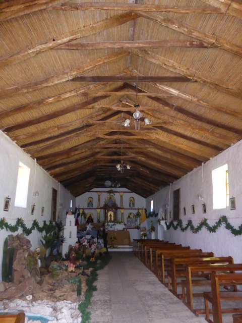 Église de Socaire avec le plafond en bois